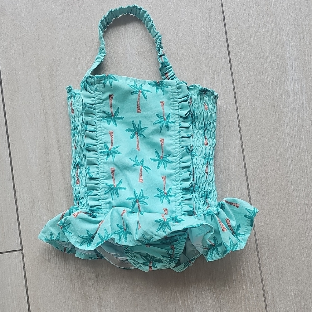 Rachel Riley Palm Tree Print Ruffled Swimsuit